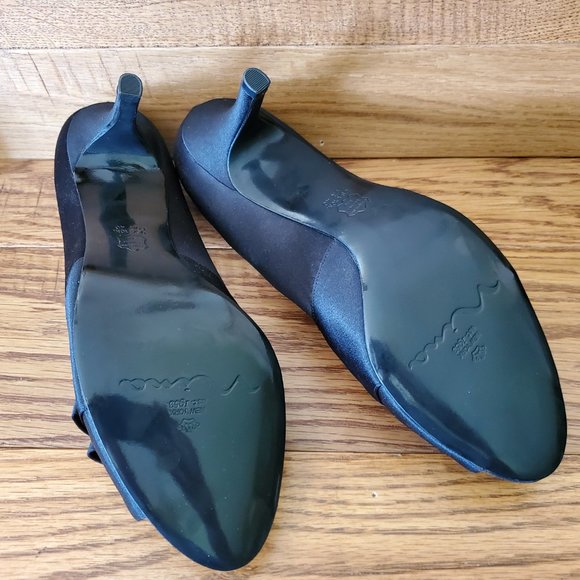 Nina Black Open Toe High Heels with Rhinestones & Bow NEW IN BOX | Formal Heels - Picture 6 of 6